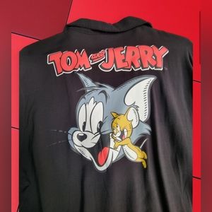 Tom & Jerry Black Short-Sleeved Medium Crop Top